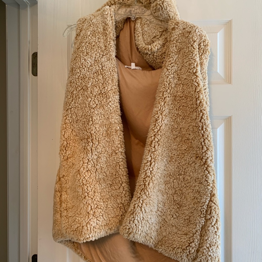 Beige faux Sherpa fur vest